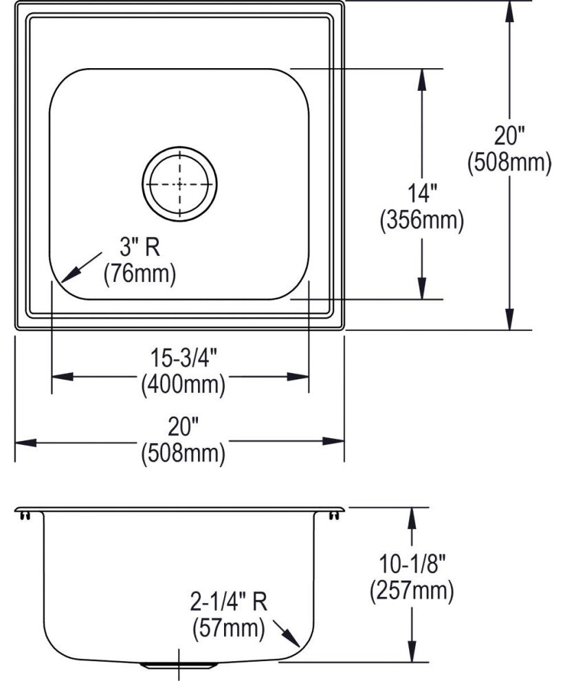 DPC12020103 Dayton Stainless Steel 20" x 20" Drop-in Laundry Sink