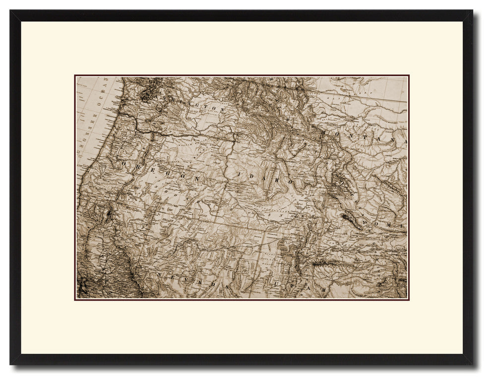 Us Pacific Northwest Vintage Sepia Map Canvas Print, 16"x21"