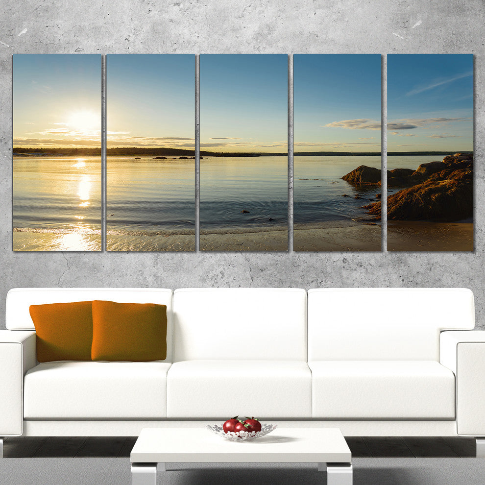 Carters Beach Nova Scotia Canada, Seashore Canvas Art Print, 60"x28", 5 Panels