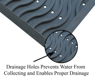 Wavy 100% Rubber Clean Step Scraper Doormat, 24"x36"