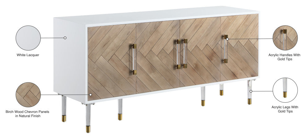 Jive White Lacquer and Acrylic Sideboard / Buffet