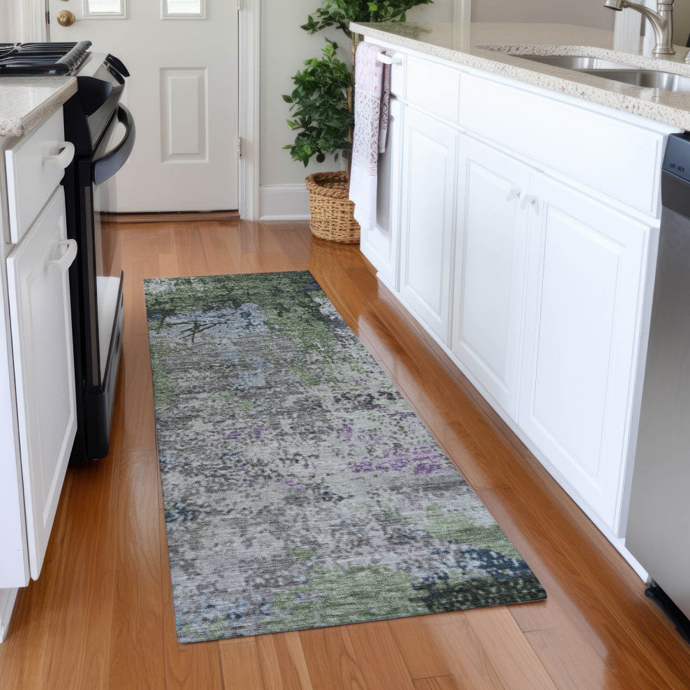 Machine Washable Indoor/Outdoor Chantille ACN1911 Fern 2'3" x 7'6" Runner Rug