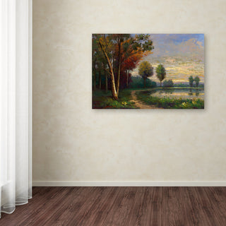 Daniel Moises 'Landscape with a Lake' Canvas Art, 32x22