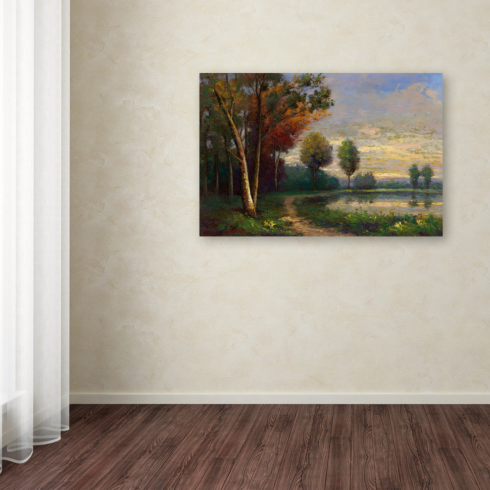 Daniel Moises 'Landscape with a Lake' Canvas Art, 32x22
