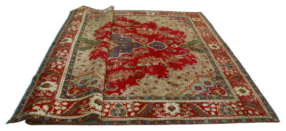 Fine Vintage Distressed Aibala Red/Ivory Rug, 9'9x12'11