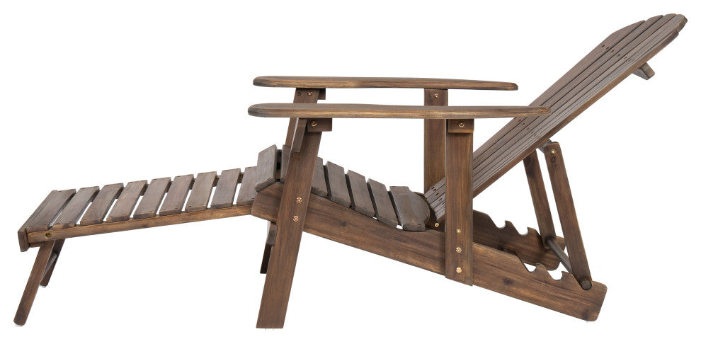 GDF Studio Katherine Outdoor Reclining Wood Adirondack Chairs, Set of 2, Gray