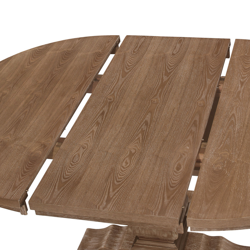 Ashlyn French Country Wood 5-Piece Expandable Dining Set, Light Gray/Natural