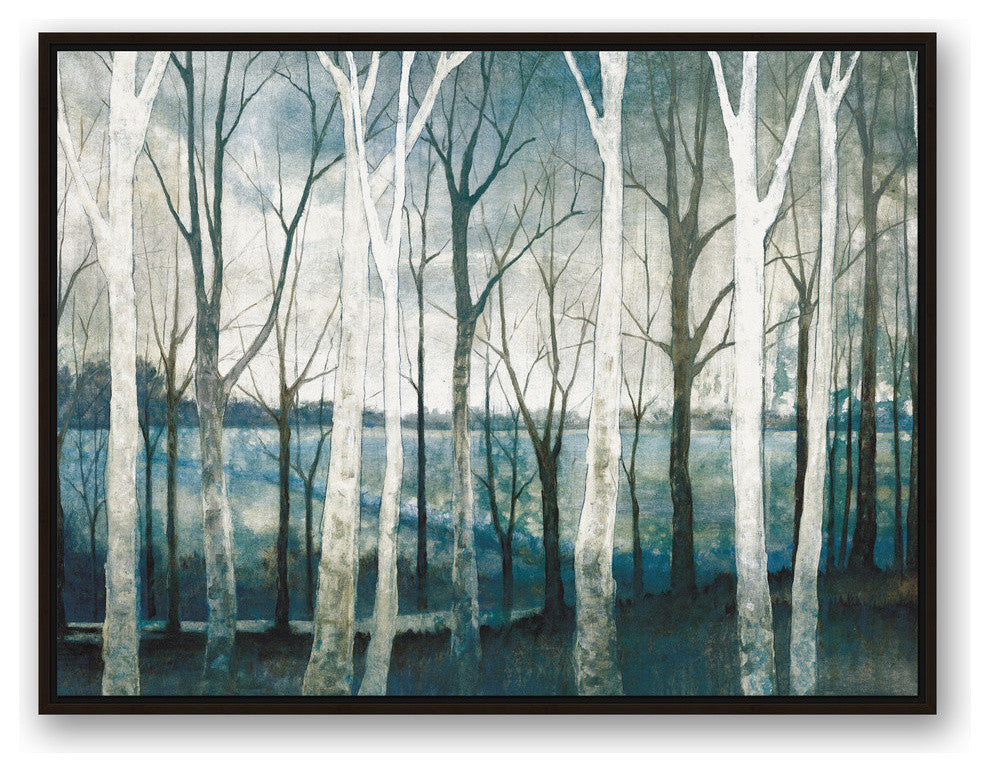 Birch Tree Marsh Canvas Wall Art,, 40"x30", Framed