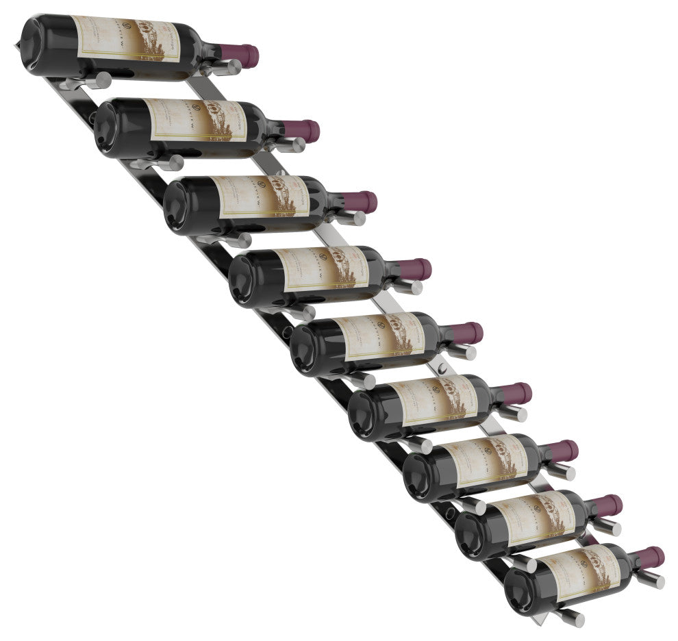 Vino Pins Flex 45 (wall mounted metal wine rack), Gunmetal, 9 Bottlles