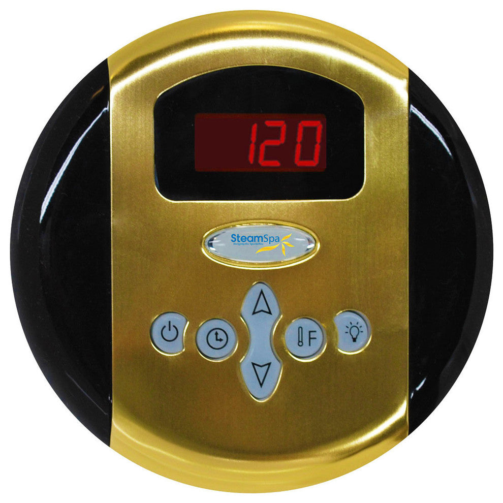 SteamSpa Oasis 7.5 KW QuickStart Acu-Steam Bath Generator Package,Polished Gold