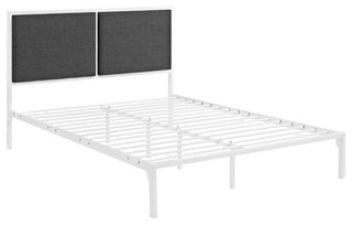 White Gray Della King Fabric Bed