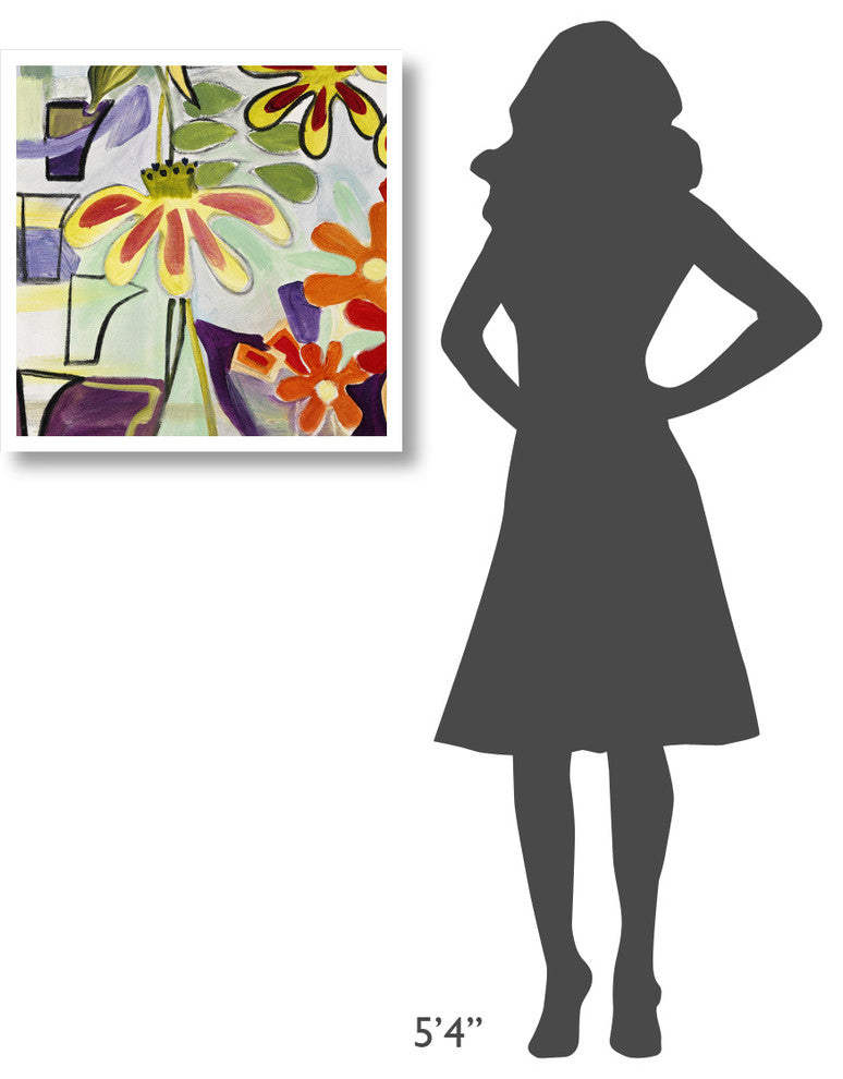 "Happy Snappy Garden BL" Digital Paper Print by Joan Elan Davis, 26"x26"