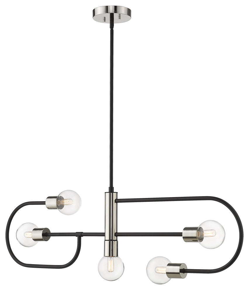 Zlite 621-5L-MB-PN 5-Light Chandelier, Clear