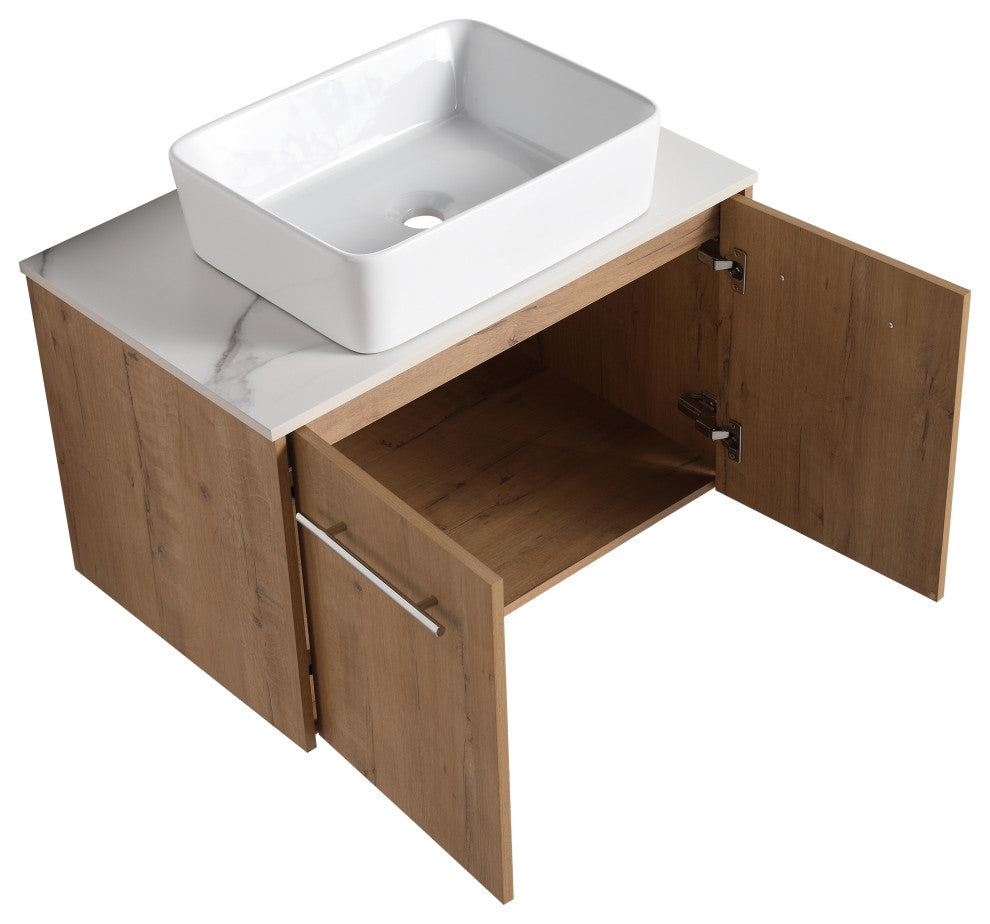BNK 30 Inch Bathroom Vanity With Sink, Modern Wall Mount Bathroom Vanity Set, Rectangular Basin, 30 Inch