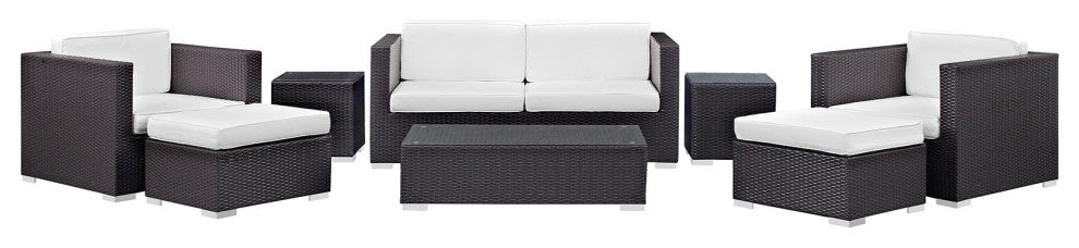 Espresso White Venice 8 Piece Outdoor Patio Sofa Set
