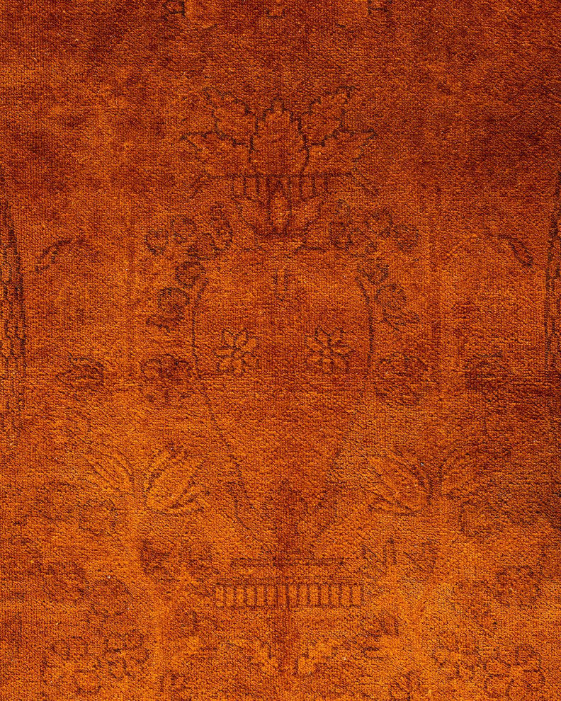 Overdyed, One-of-a-Kind Hand-Knotted Area Rug Orange, 12'4"x17'5"