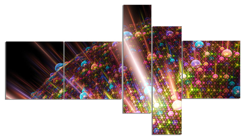 Multi Color Solar Bubbles Planet, Abstract Canvas Art Print, 60"x32", 5 panels