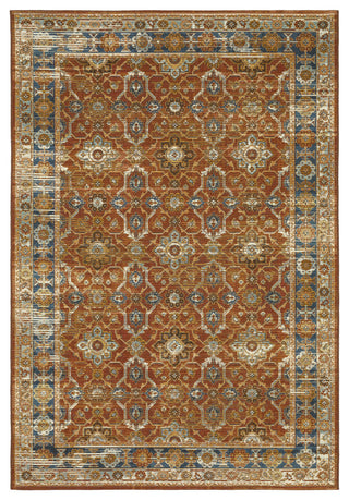 Nicholas Distressed Traditional Rust/ Blue Area Rug, 2' x 3'3"