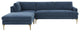 Serena Blue Velvet Left Arm Facing Chaise Sectional