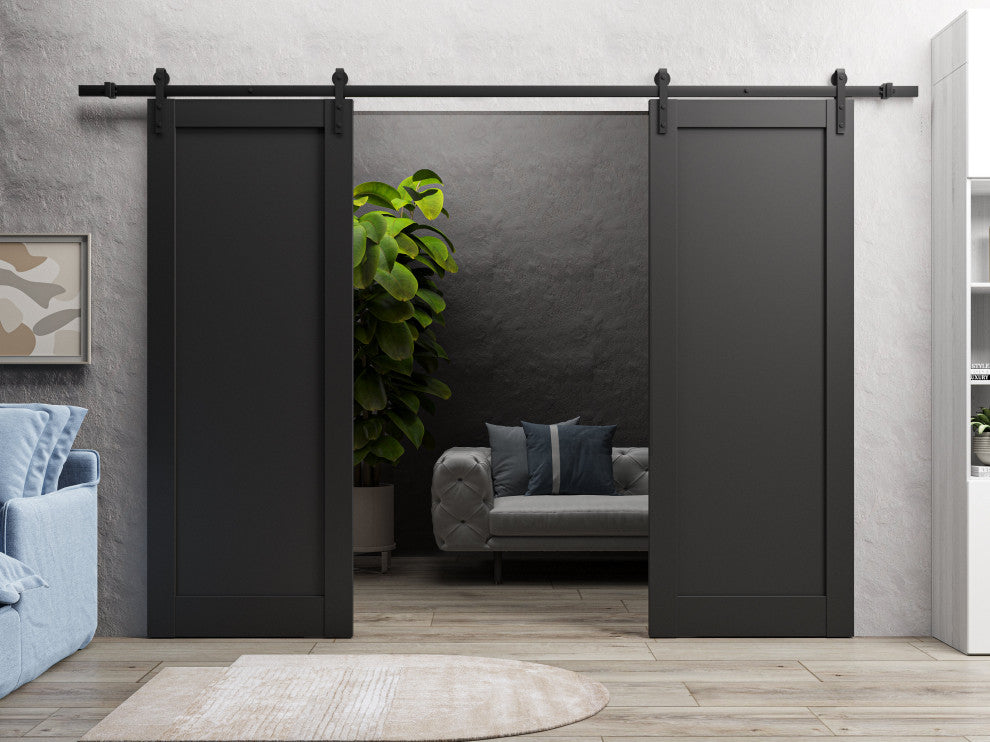 Double Barn Door 84 x 96, Quadro 4111 Matte Black, 14'