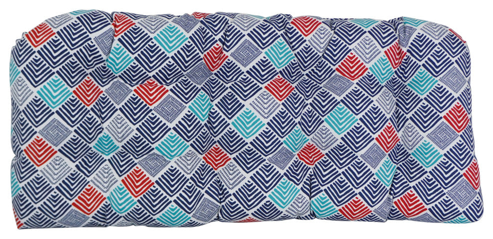 42"X19" U-Shaped Patterned Polyester Tufted Settee/Bench Cushion, Belk Nautical