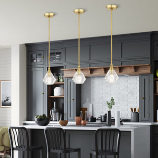 Brussels 1-Light Natural Brass Crystal Single Pendant