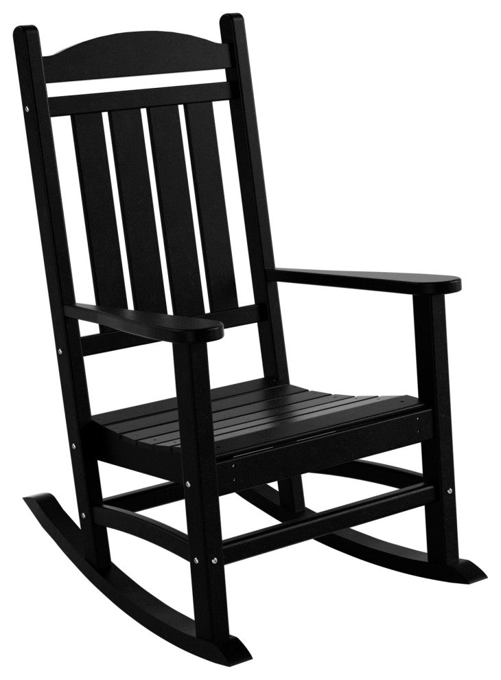 WestinTrends 2PC Outdoor Patio HDPE Adirondack Porch Rocking Chair Set, Black