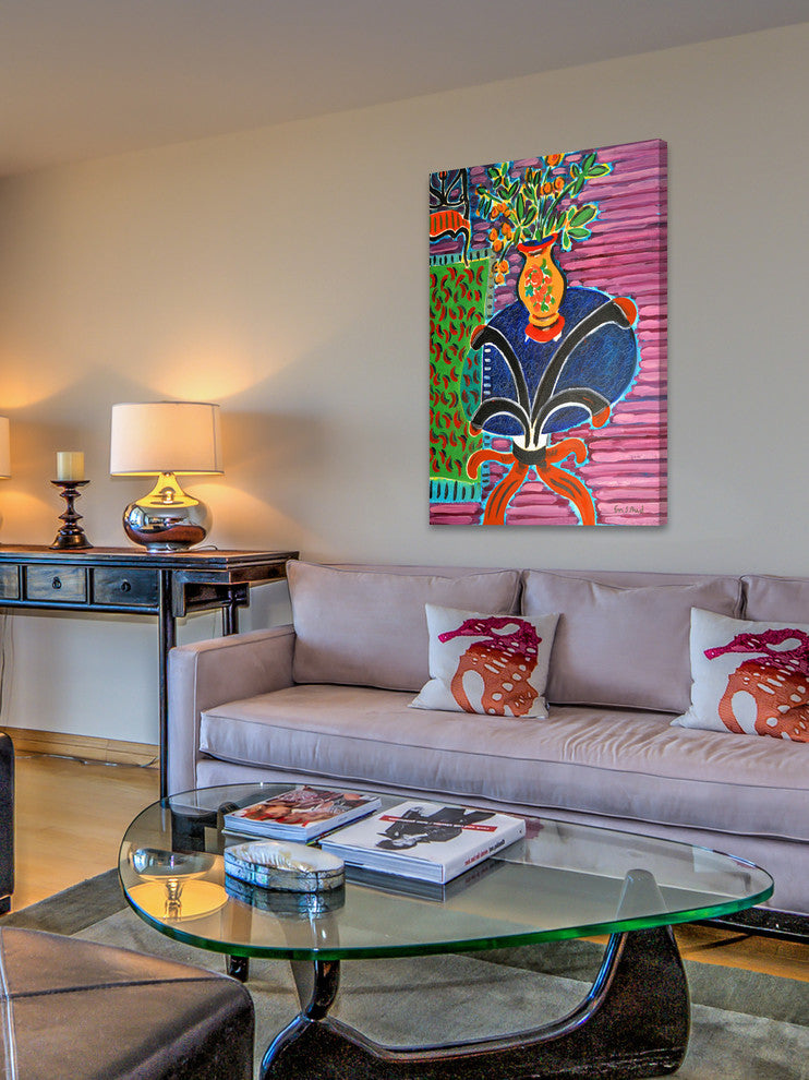 "Bouquet on Glass Table" Print on Canvas by Wayne Ensrud