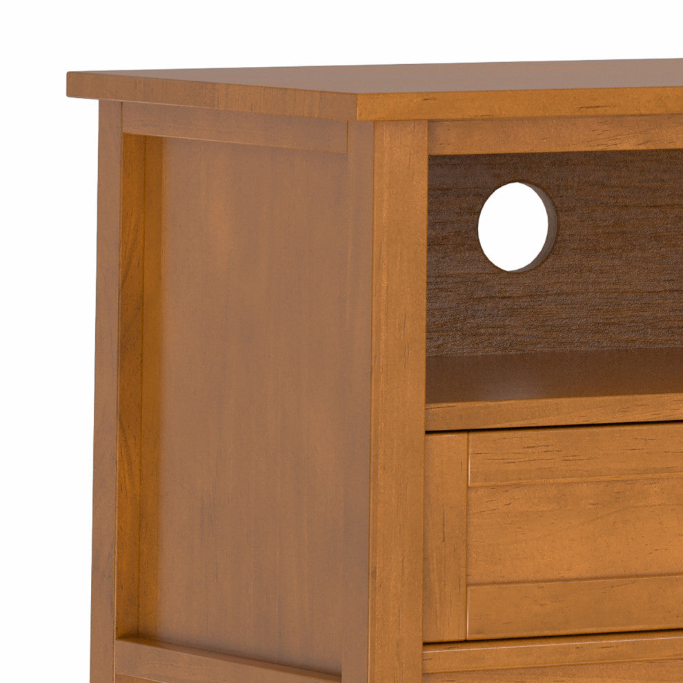 Warm Shaker SOLID WOOD 72" Low TV Media Stand For TVs up to 80", Light Golden Brown