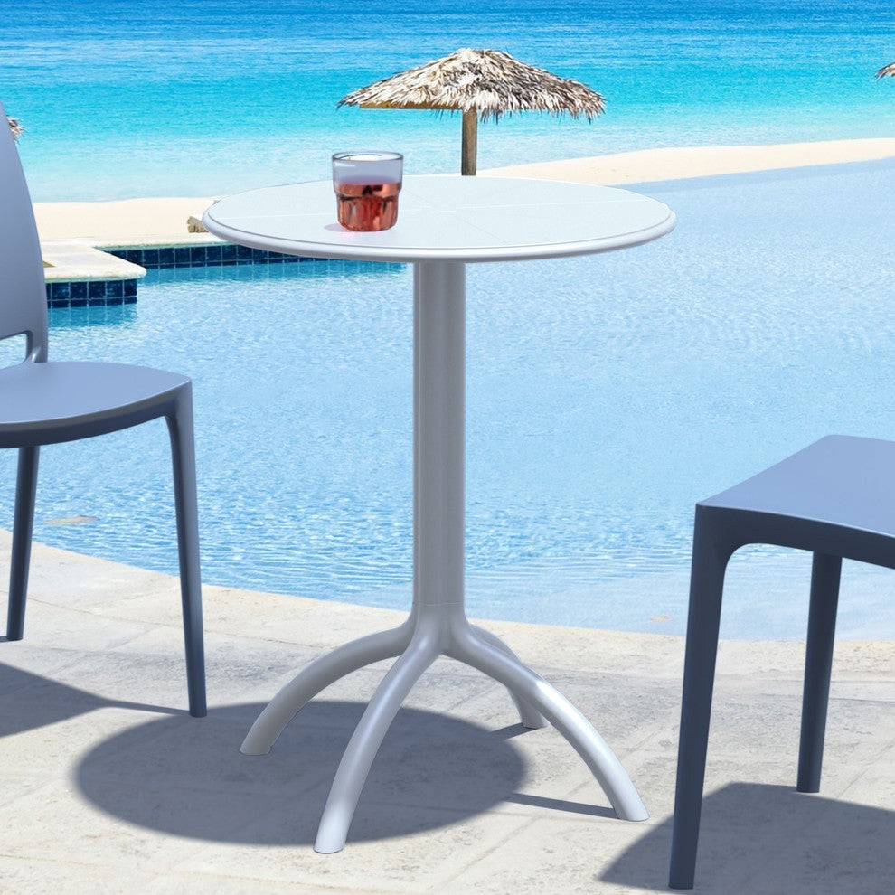 Compamia Octopus Round Bistro Table, Silver-Gray