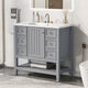 36 Inch Freestanding Bathroom Vanity Set in Blue with Drawers and Ceramic Sink, Grey