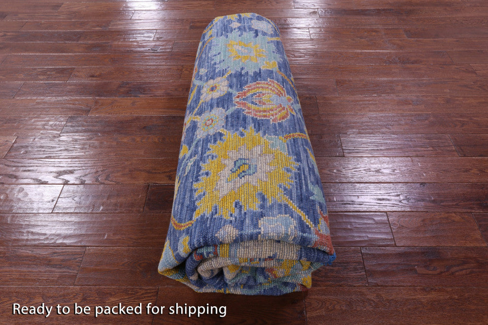 10' Square Hand-Knotted Turkish Oushak Wool Rug - Q13339