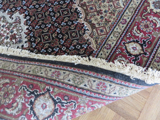 5x7'2 Handmade Persian Black Mahi Tabriz Oriental Rug Wool and Silk