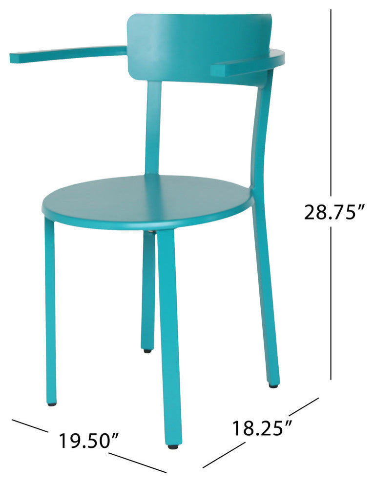 GDF Studio Kate Outdoor Iron Bistro Set, Matte Teal