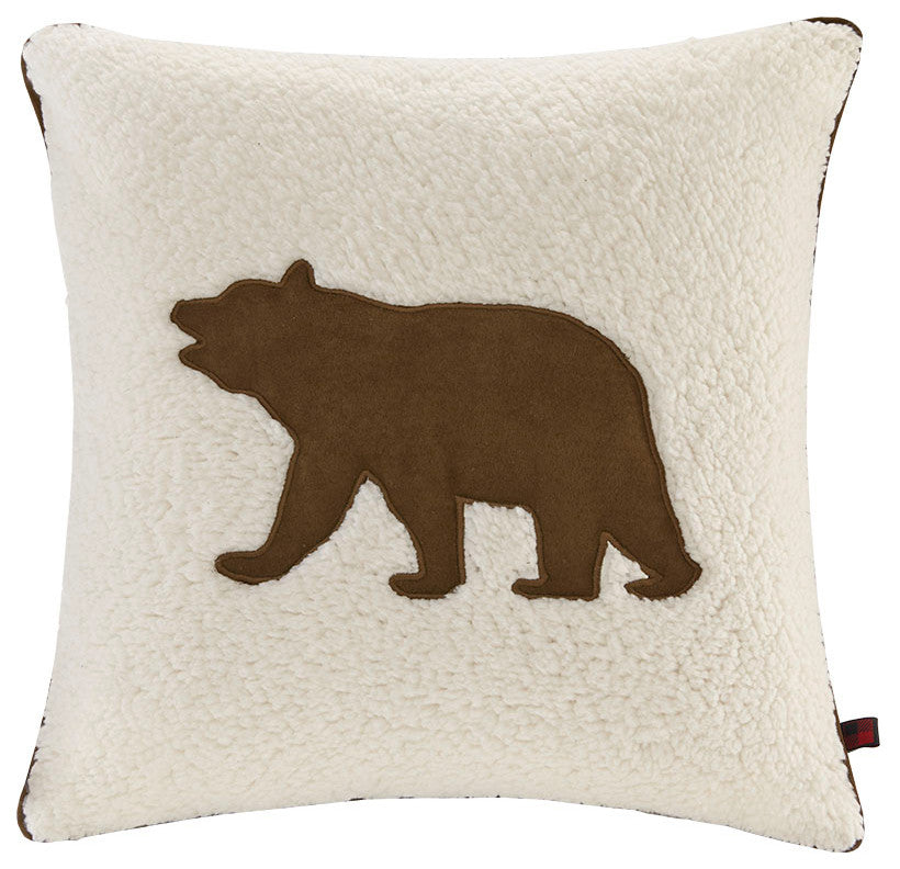 Woolrich Bear Square Berber Pillow, White