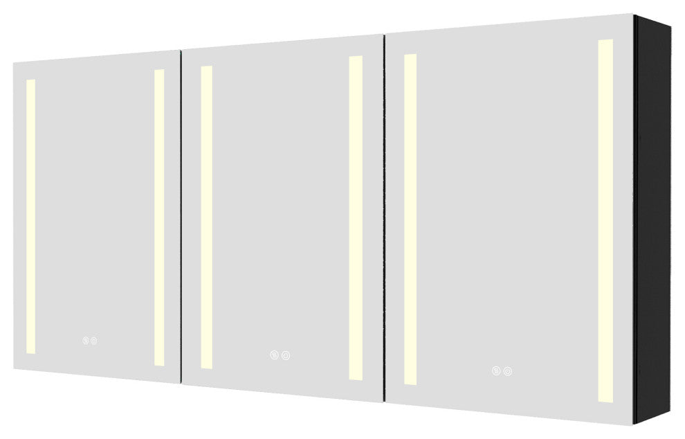 60"x30" Surface Mount Frameless Aluminum LED Medicine Cabinet With Anti-Fogger