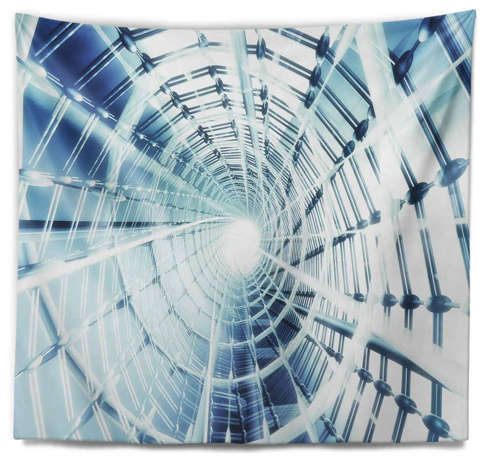 Fractal 3D Network Spiral Contemporary Wall Tapestry, 60"x50"