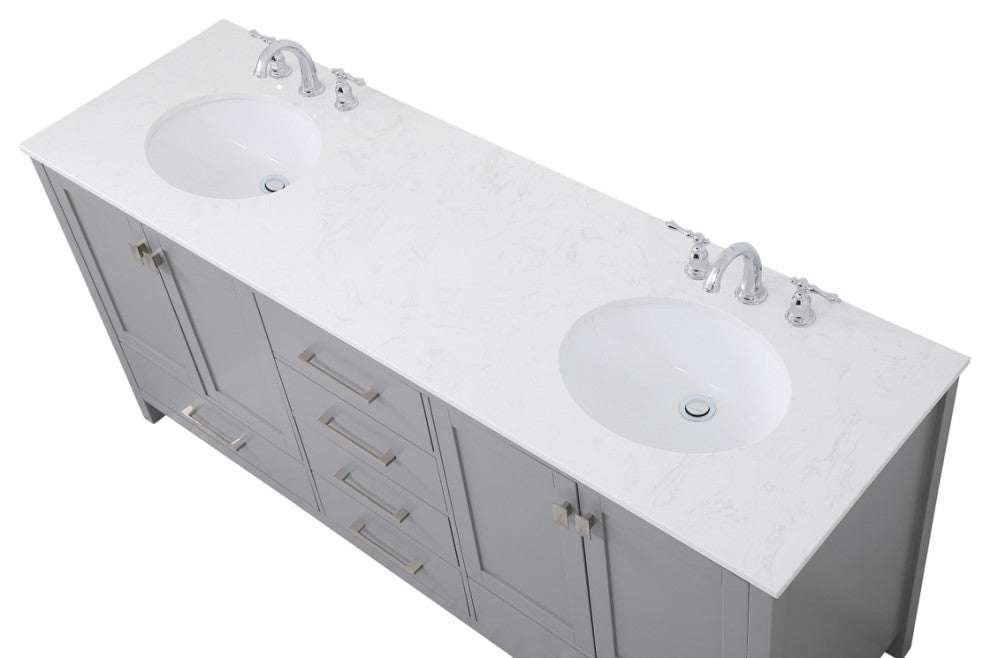 Grey 72" Double Sink Bathroom Vanity