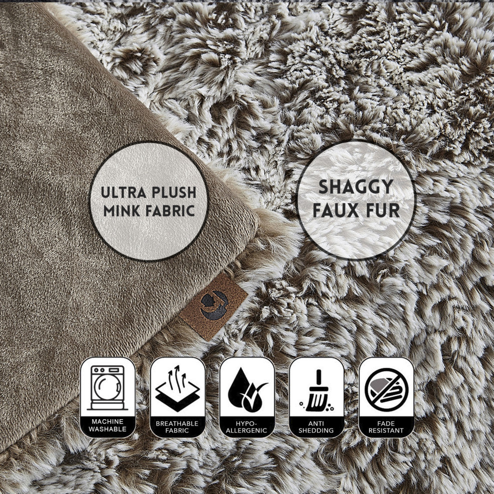 Inspired Home Lucius Throw Two Tone, Polyester 50"x60", Brown