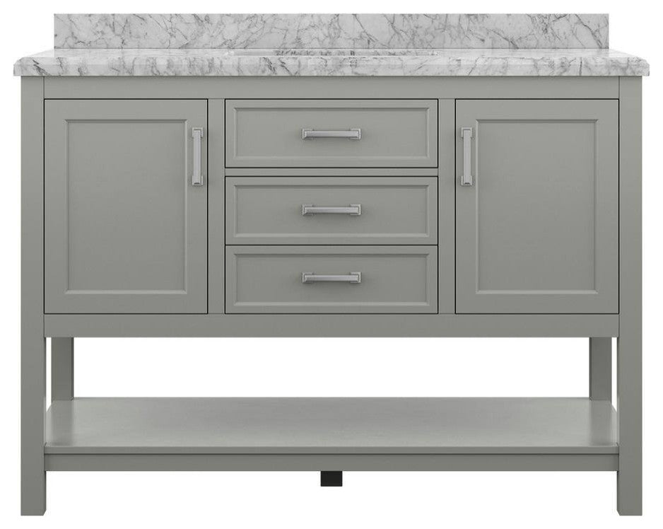 Affinity Bathroom Vanity With Carrara Marble Countertop, Grey, 49 in