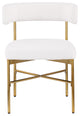 Rivage Durable Linen Textured Fabric Dining Chair, Set of 2, Cream, Brushed Gold Finish
