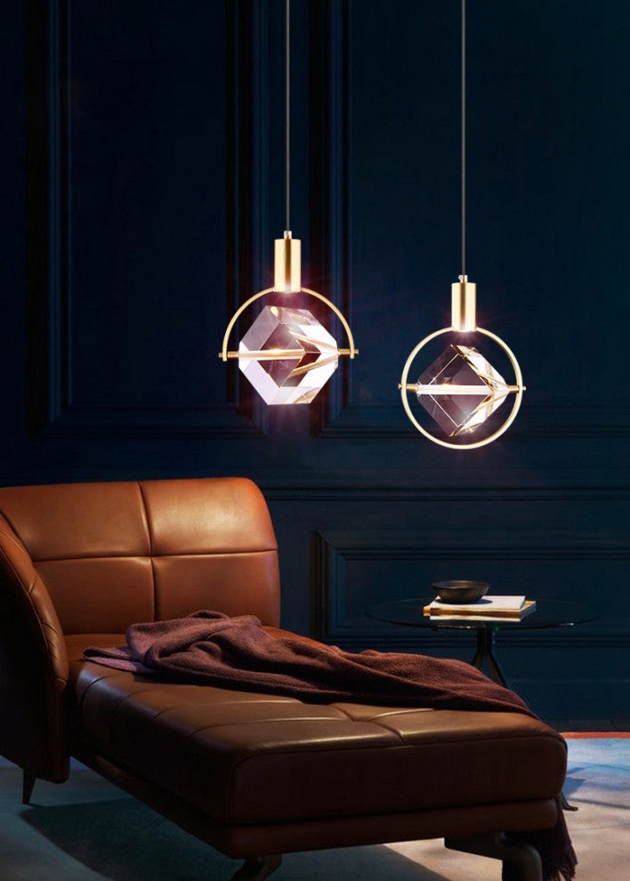 MIRODEMIÂ® Varigotti | Modern Crystal Gold LED Chandelier, Rhombus