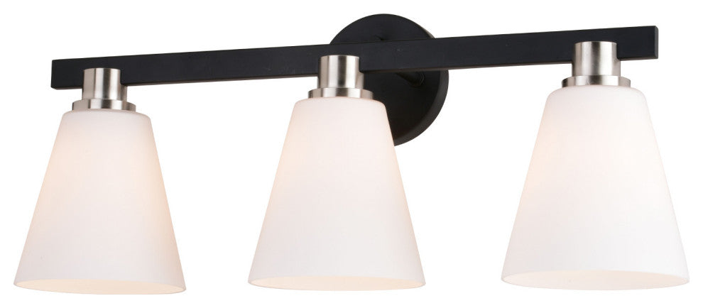 Vermont 3 Light Vanity Matte Black and Satin Nickel