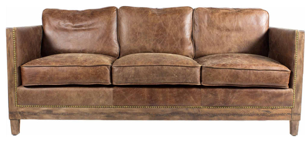 First of A Kind Darlington Sofa Grazed Brown Leather