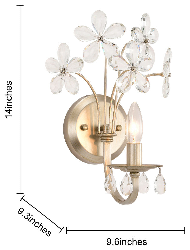 Zelda 1 Light Champagne Daisy Flower Glass Crystal Wall Sconce