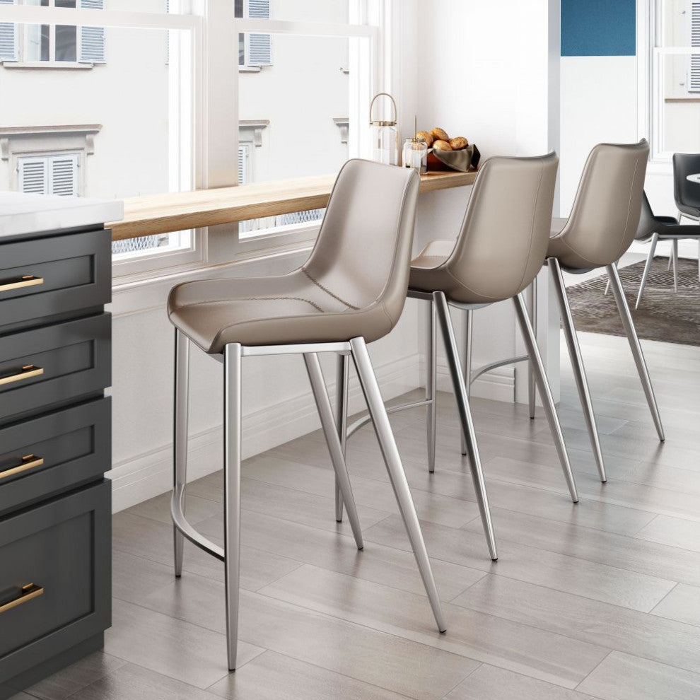 Magnus Counter Chair, Set of 2 Brown/Silver