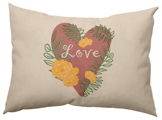 Love And Roses Decorative Throw Pillow, Rusty Mauve, 14"x20"