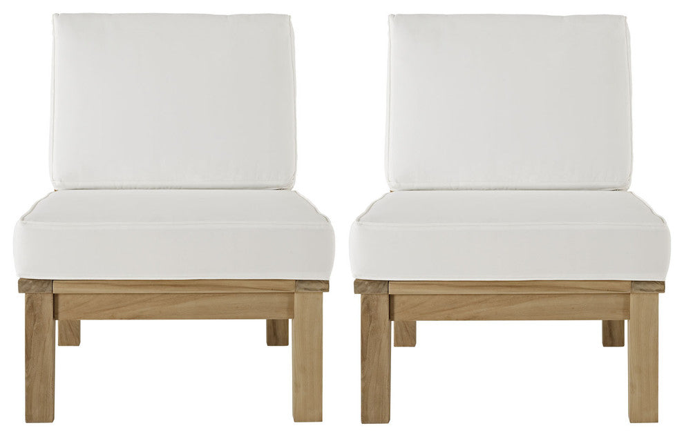 Marina 2 Piece Outdoor Patio Teak Set, Natural White