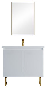 Dello 36" Single Bathroom Vanity Set With Rectangle Legs, White