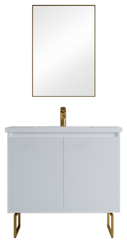 Dello 36" Single Bathroom Vanity Set With Rectangle Legs, White